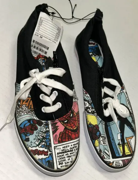 ČERNÉ tenisky / boty Spiderman komiks styl vel. 39