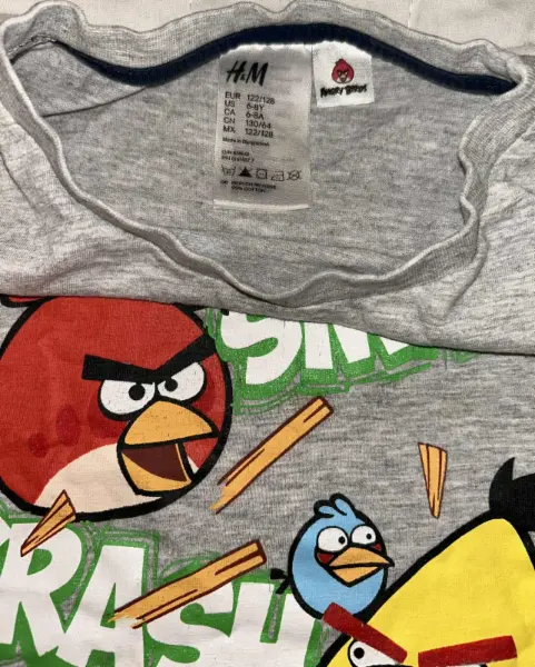 Šedé tričko Angry Birds, vel. 6-8y 7