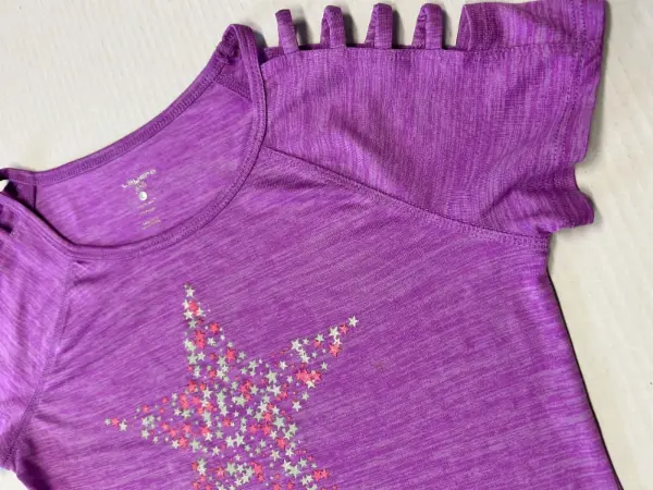 Fialové dívčí fitness tričko, hvězdy, Layera Girls, 8-10y 6