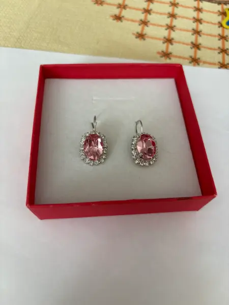 Elegantní růžové náušnice s kamínky 2