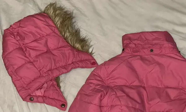 Růžová delší zimní bunda H&M, kapuca, vel. 6–7 let 3