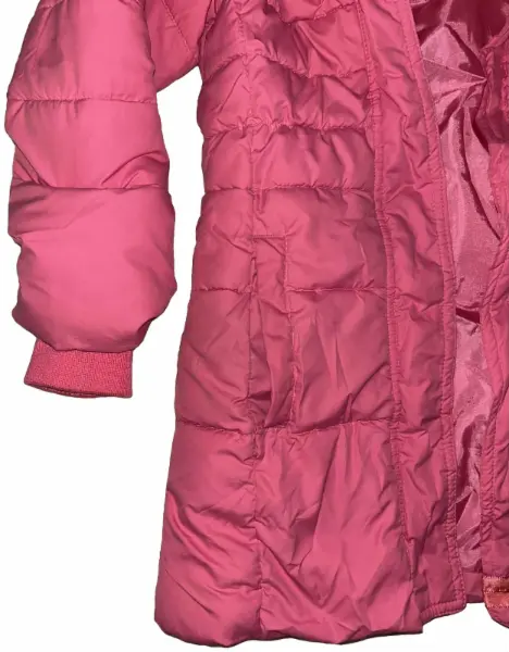 Růžová delší zimní bunda H&M, kapuca, vel. 6–7 let 6