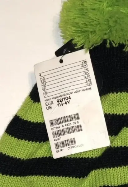 Zelená pruhovaná čepice, bambule, vel. 1.5 až 4 roky 3