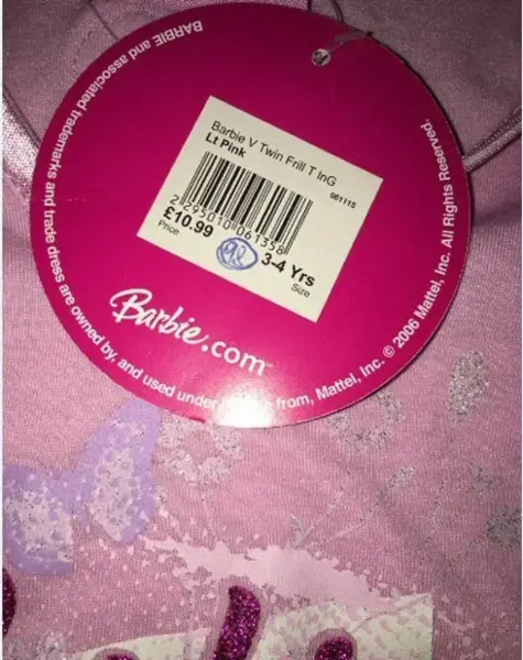 Růžové tričko s volánky a nápisem Barbie, vel. 1-2y 2