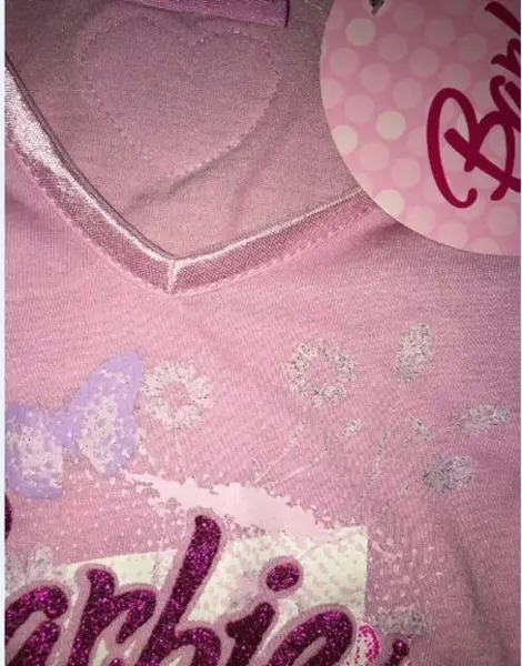 Růžové tričko s volánky a nápisem Barbie, vel. 1-2y 3