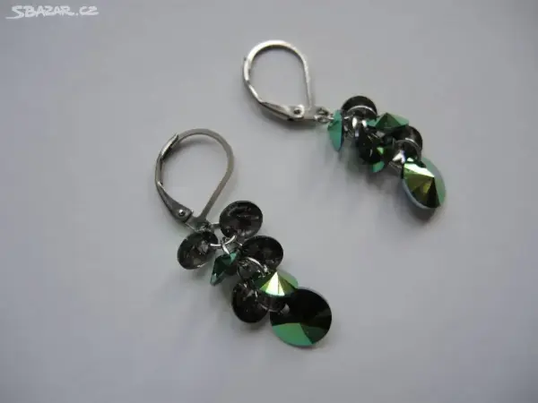 Náušnice hrozny Swarovski scarabeus green 2