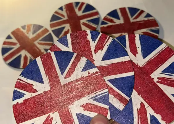 6x stylový dřevěný podtácek, motiv Union Jack 2