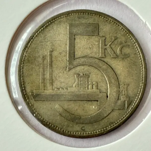 Československá mince 5 Kč 1930