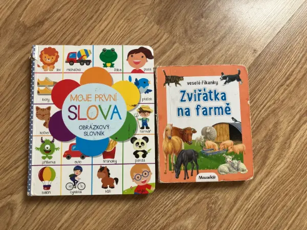Sada dětských knih: Moje první slova a Zvířátka na farmě