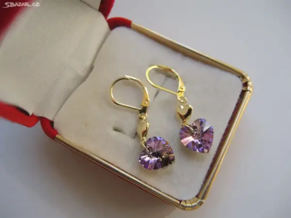 Dětské náušnice Swarovski srdíčka