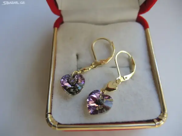 Dětské náušnice Swarovski srdíčka 2