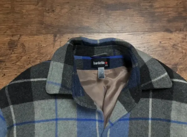 Dámský vlněný kabát Bardehle, modrá kostka, vel. 48 kašm/vl 3