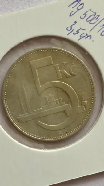 Československá mince 5 Kč 1928