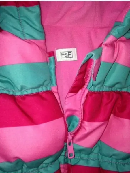 Růžová pruhovaná hřejivá zimní bunda, vel. 2-3y 6