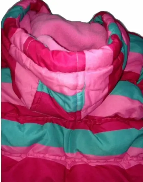 Růžová pruhovaná hřejivá zimní bunda, vel. 2-3y 5