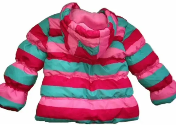 Růžová pruhovaná hřejivá zimní bunda, vel. 2-3y 2