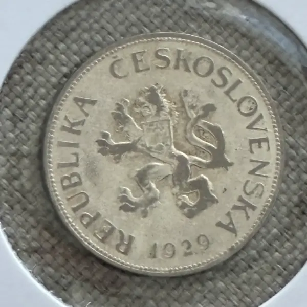 Československá mince 5 Kč 1929 Ag 2