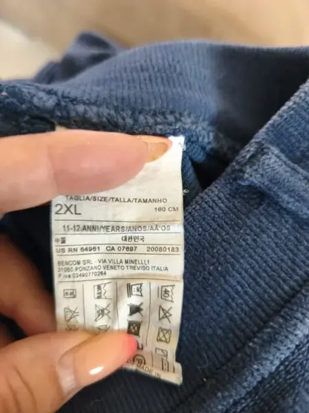 Dětské modré manšestrové kalhoty Benetton - velurky 4