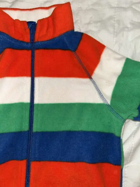 Barevná pruhovaná palečková fleece mikina vel. 3y 3