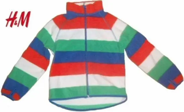 Barevná pruhovaná palečková fleece mikina vel. 3y