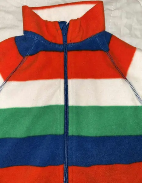 Barevná pruhovaná palečková fleece mikina vel. 3y 6