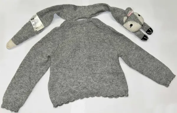 ZIMNÍ SET: Šedý svetr / kardigan + šála, 1½ - 2 y 4