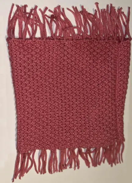Růžový pletený hrubý nákrčník / šála, střapce, vel. 2-8 y 4