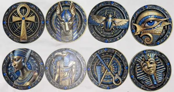 8x dřevěné podtácky - Egypt: Tajemství Nilu (Ø 8 cm) 2