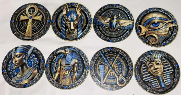 8x dřevěné podtácky - Egypt: Tajemství Nilu (Ø 8 cm) 4