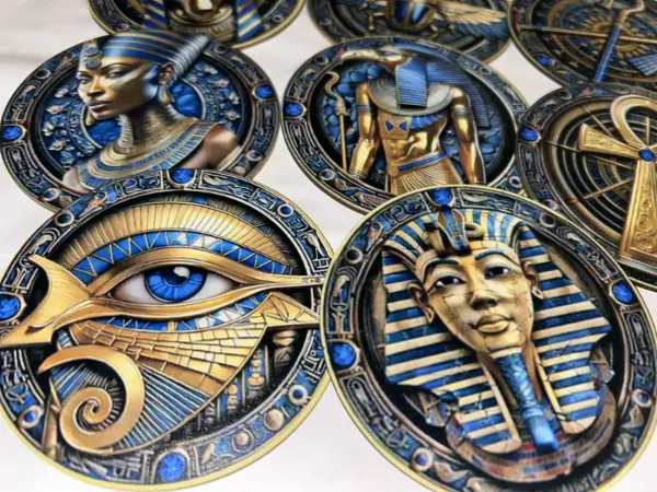 8x dřevěné podtácky - Egypt: Tajemství Nilu (Ø 8 cm)