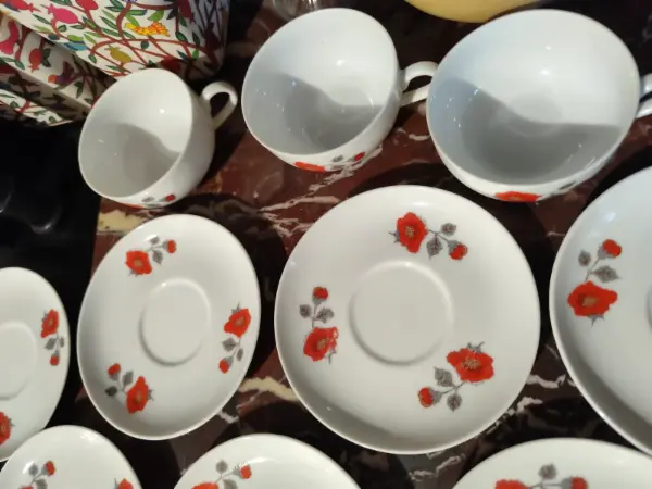 Sada porcelánových šálků s podšálky s motivem květin 13