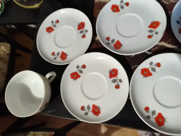 Sada porcelánových šálků s podšálky s motivem květin 10