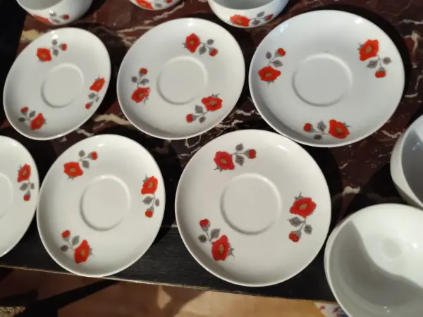 Sada porcelánových šálků s podšálky s motivem květin 11