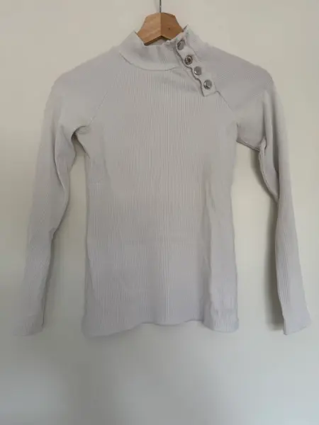Dámský žebrovaný rolák s knoflíky, krémový XS
