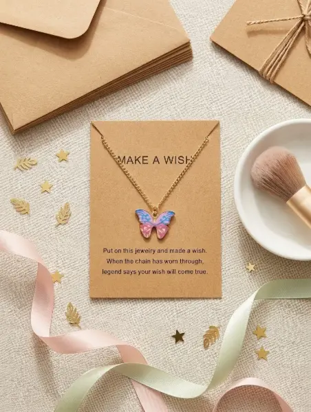 Náhrdelník s přívěskem motýla - Make a Wish