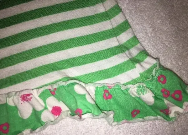 Zelená pruhovaná letní tunika - tričko - šaty s květy, 4y 3