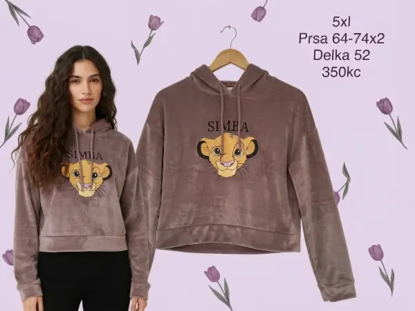 Dámská mikina Simba - Lví král, vel. 5XL