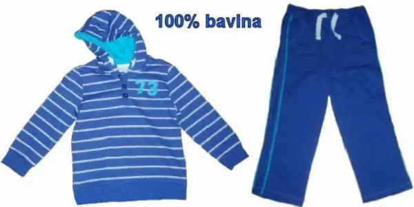 Modrá tepláková souprava (tepláky + mikina), 5-6y