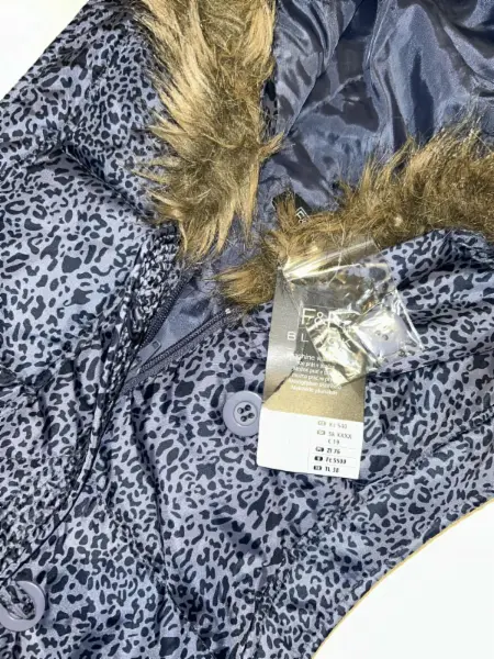 Dámská modrá vesta, vzor leopard, s kapucou, vel. 40 6