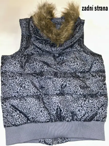 Dámská modrá vesta, vzor leopard, s kapucou, vel. 40 7