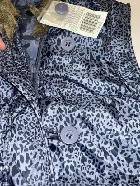 Dámská modrá vesta, vzor leopard, s kapucou, vel. 40 3