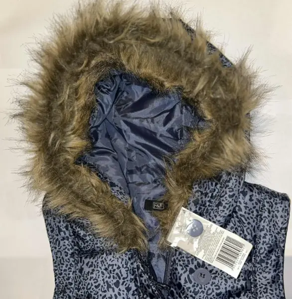 Dámská modrá vesta, vzor leopard, s kapucou, vel. 40 5