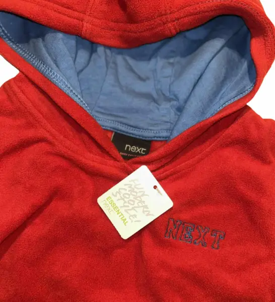 Červená fleece chlapecká mikina next, kapuca, vel. 2-3 roky 3
