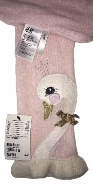 Růžový šál, zlaté zvýraznění, motiv labuť, 100 cm 5