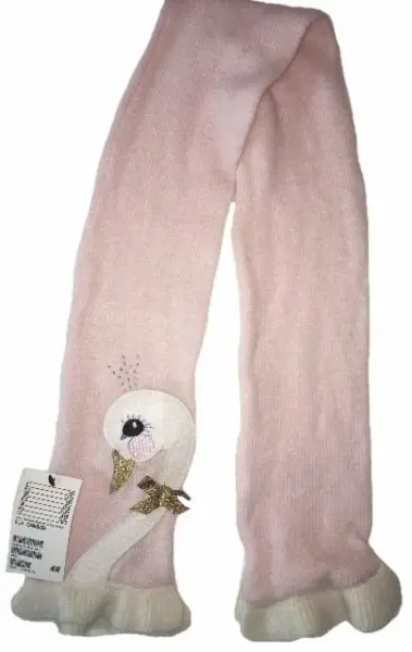 Růžový šál, zlaté zvýraznění, motiv labuť, 100 cm
