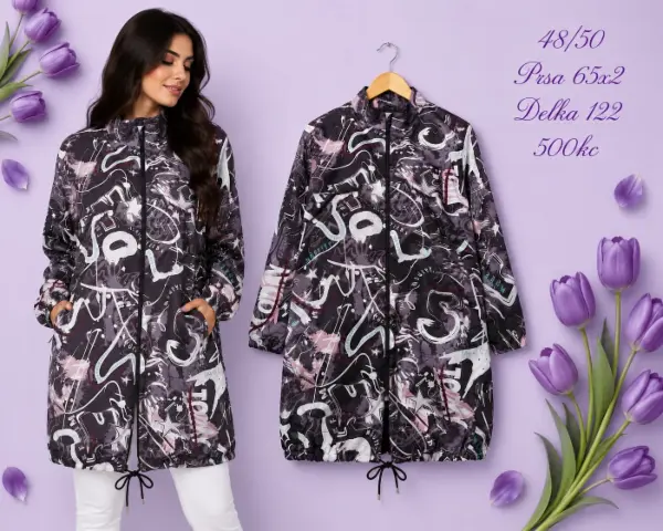 Dámská přechodová bunda s potiskem, vel. 48/50