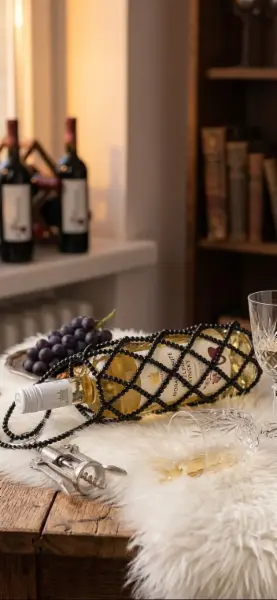 Elegantní korálkový obal na láhev vína 2