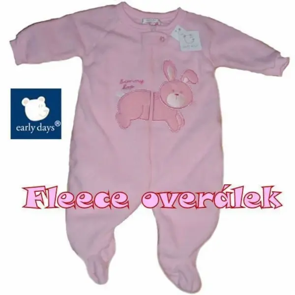 Zajíčkový hřejivý růžový fleece overal, vel. 0-3m