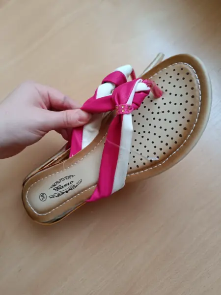 Dámské letní žabky Bamo, růžovo-bílé, vel. 38 4