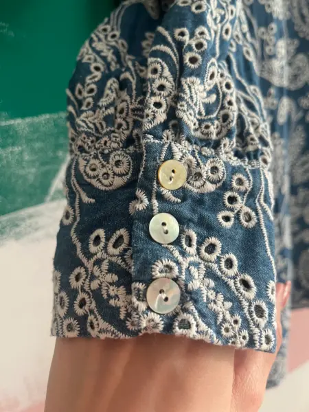 Modré košilové šaty Zara s výšivkou 3